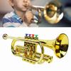 Children's Trumpet, Brass Instrument, 4-Key Plastic Musical Toy, Gold