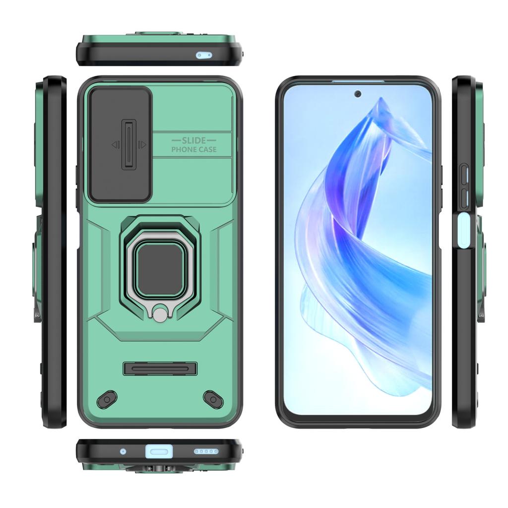 For Honor 90 Lite 5G/X50i 5G Case PC+TPU Slide Camera Lid Phone Cover with Kickstand
