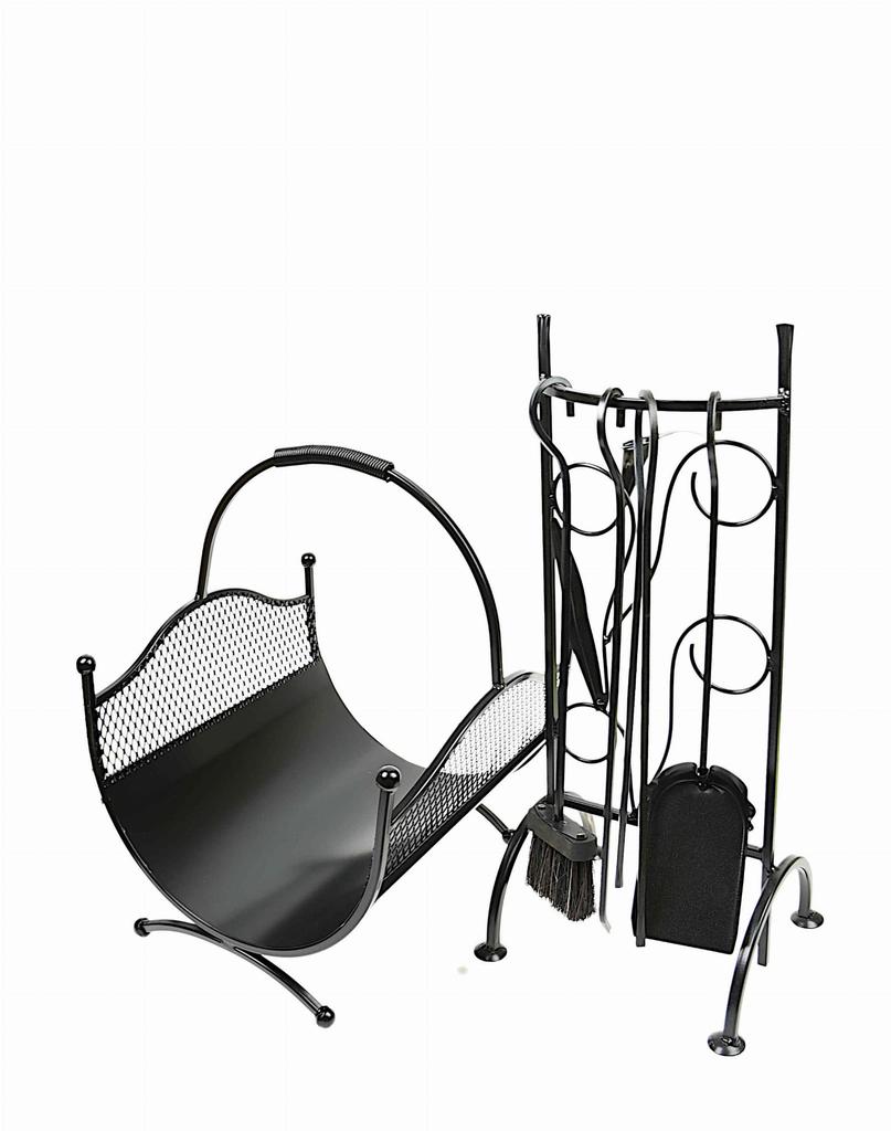 Zestaw kosz na drewno 121 akcesoria 859 czarny