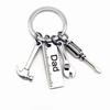 Dad Letters Keychains Creative Hammer Screwdriver Wrench Keyring Handbag Decor Tassel Hanging Pendant Father's Day Gifts