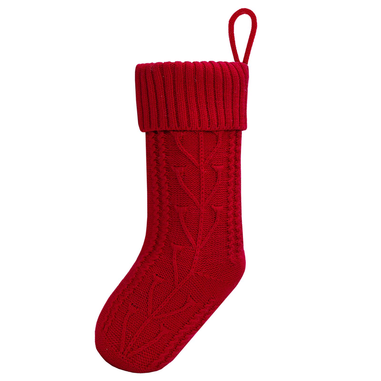 Knitted Christmas Stocking Gift & Candy Bags - Red & White Ornaments красный
