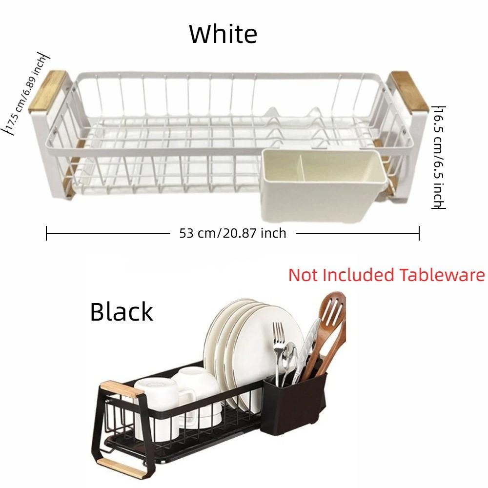 Detachable Kitchen Dish Rack Wooden Handle Kitchen Organizer Dish Drying Drain Rack  Household