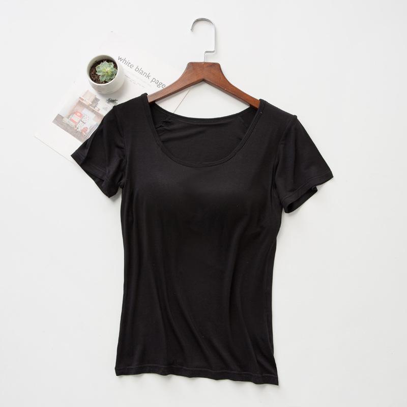 

Women s Modal Short Sleeve Round Neck Bra Top S чорний