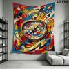 Compass Wall Tapestry Aesthetic Wall Hanging Printed Fabric Blanket Decorative Tapestries for Bedroom Living Room Home Decor