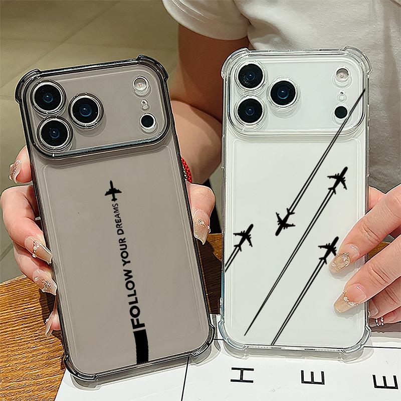Airplane Snow Mountain Landscape Pattern Case For iPhone 17 Pro Max Coque iPhone 16 15 14 13 Pro Max 11 Shockproof Clear Soft Silicone Cover