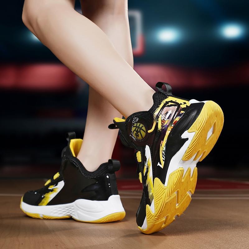 31-40 Dziecięce Duże Rozmiary Antypoślizgowe Odporne na Zużycie Modne Wysokie Buty do Koszykówki Trend Sportowy Buty Dziecięce