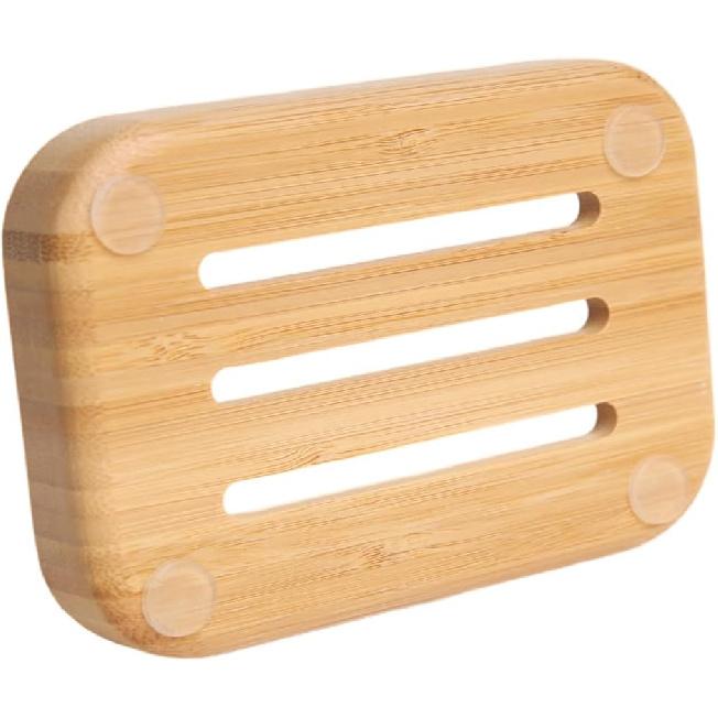 Bamboo Bar Soap Holder Wooden Soap Dish for Shower Bathroom Kitchen with Self Draining Tray