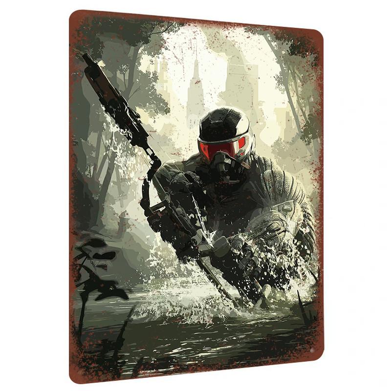 Modern Art Metal Wall Decor Game Theme Soldier Jungle Battle Scene Home Decoration