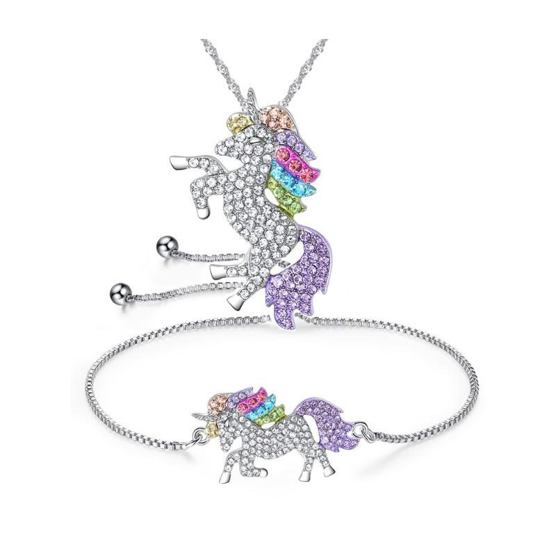 

Meier Unicorn bracelet and necklace set - creative colorful pony set разноцветный