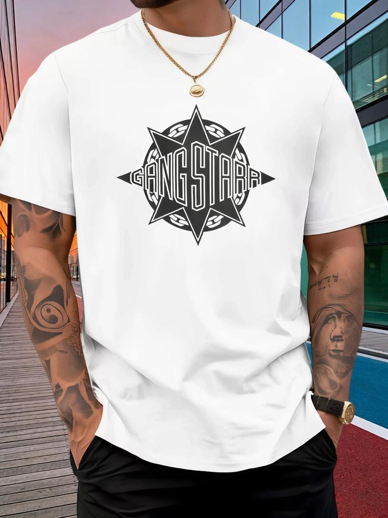 Navy Blue Unisexs Tee Gangstarr Star Logo Crew Neck Cotton Short Sleeve Hip Hop Male Street Daily Summer Soft Casual Basic Apparel