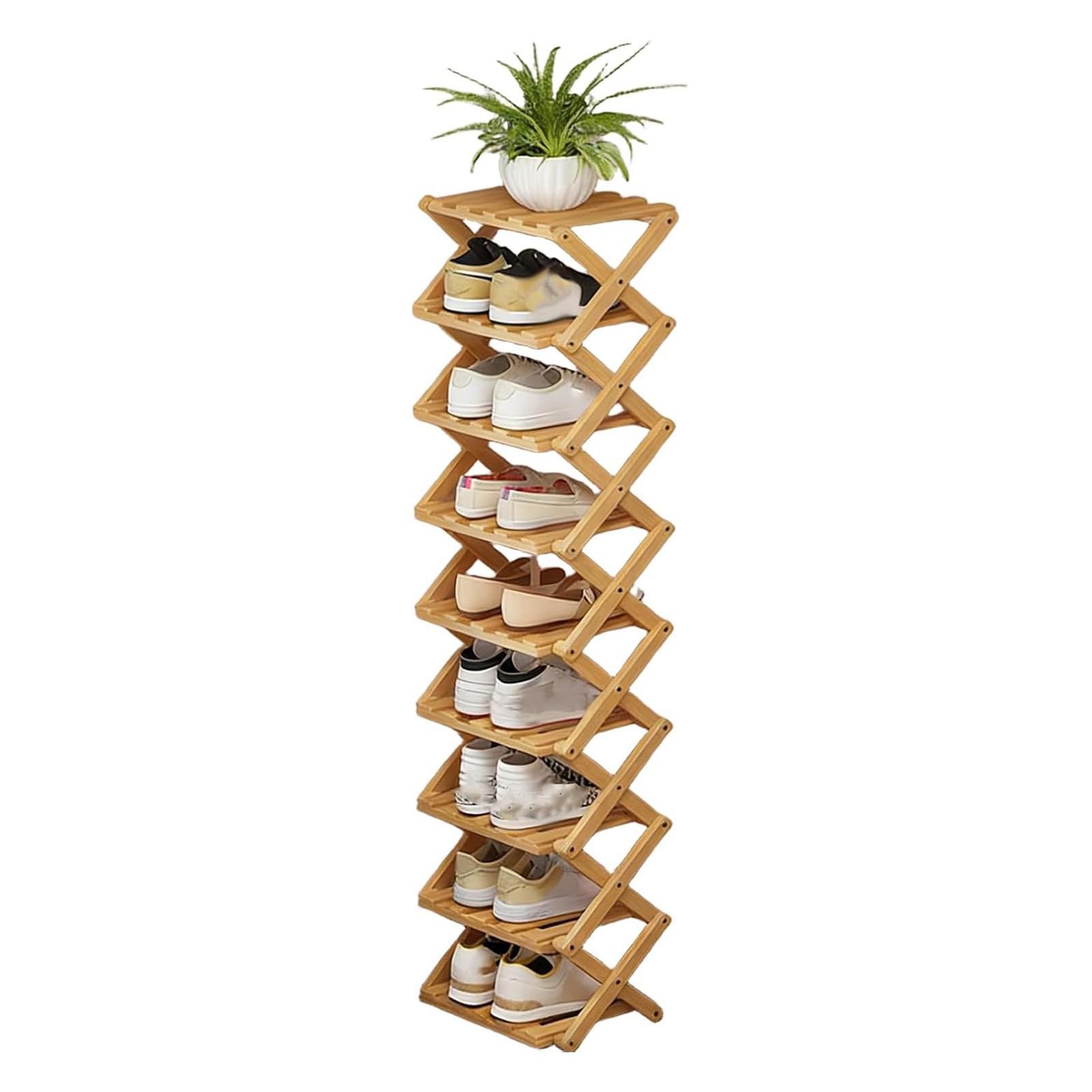 

9Tier Shoe Rack Organizer Foldable-Bamboo Space Saving Entryway/Closet/Underbed Storage Home Organization Multi-layer Shoes Rack