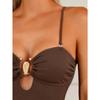 Sexy Coffee One Piece Swimsuit 2026 Women Hollow Out Metal Buckle Pleate Tummy Control Swimwear Beach Bathing Suit Monokini