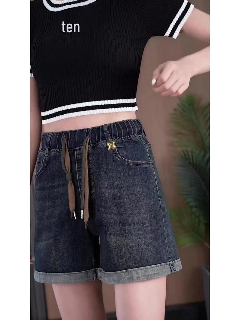 2026 High-Waist elastische Jeans-Shorts: Sommer locker, Große Größen, Schlankmachende Heiße Shorts