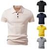 Men Twisted Knit Short Sleeve Slim Fit Turn Down Collar Casual Polo Shirt