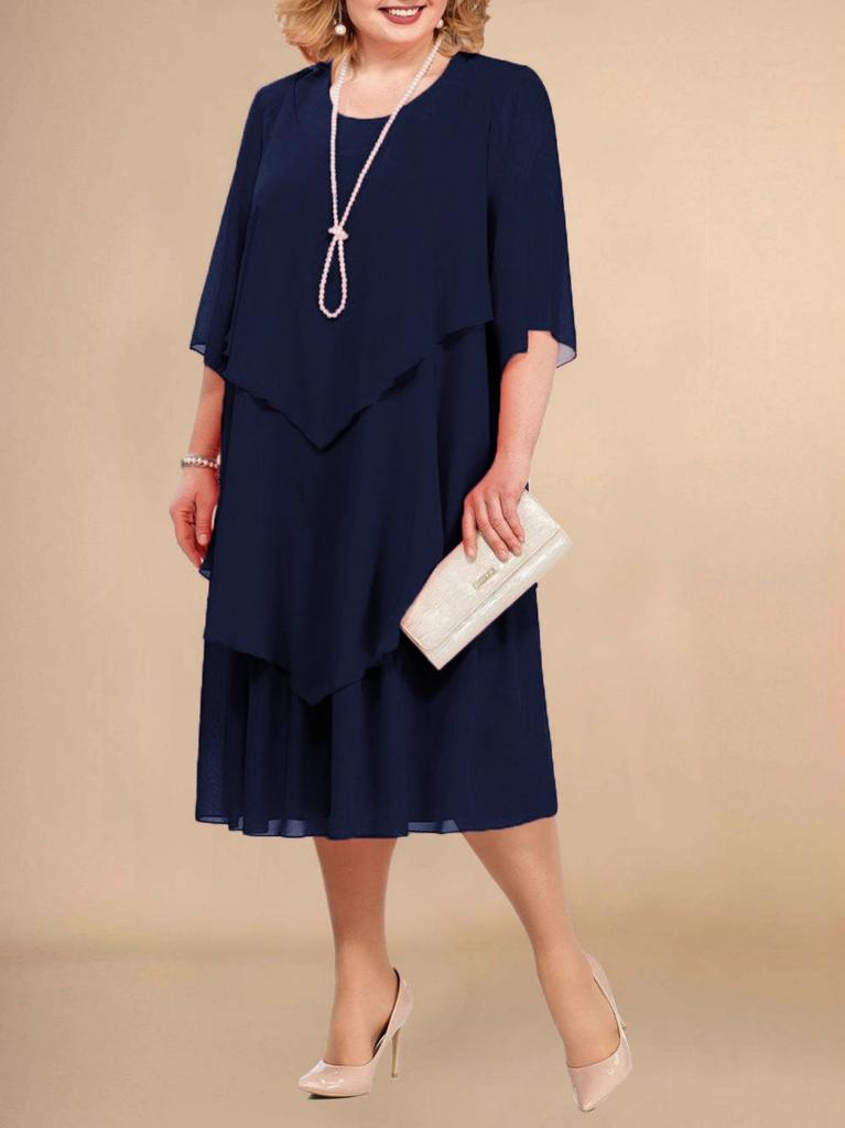 New women's chiffon dress loose belly cover cascading ruffle leaf edge dress large size evening dress women