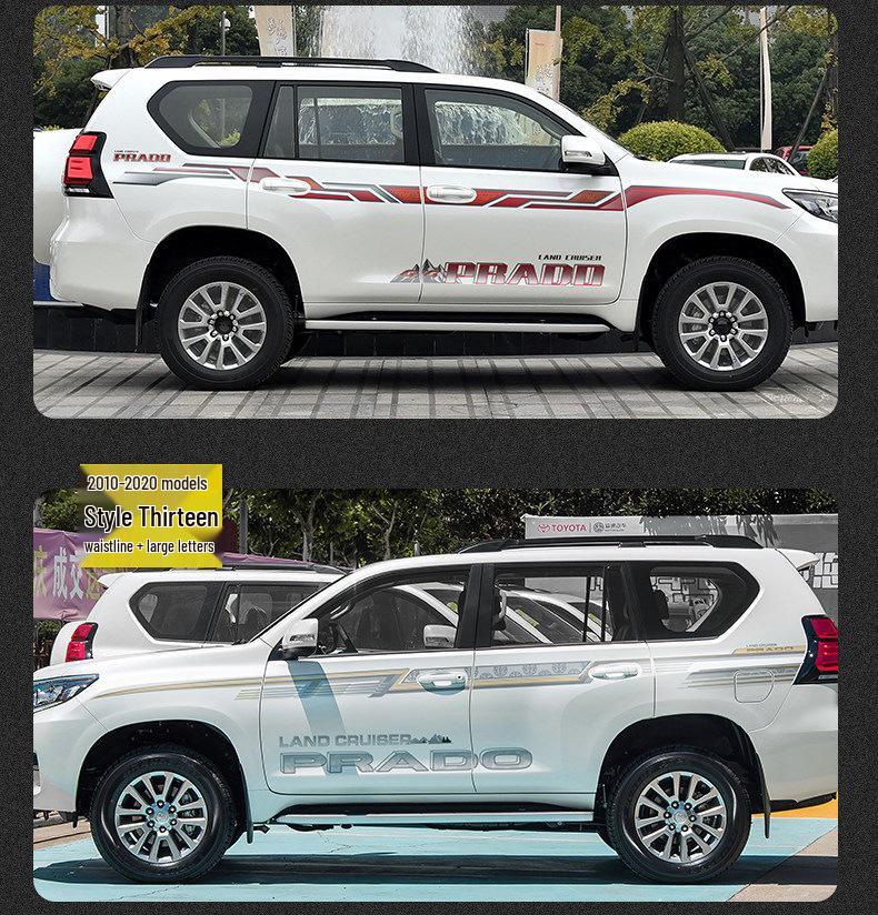 Toyota Prado 10-22 Models Car Body Color Stripe Decal Waistline Sticker.