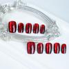2024 Trendy Cat Eye Burgundy Handmade Wearable Nails - High Quality 10-Piece Set for Europe & America