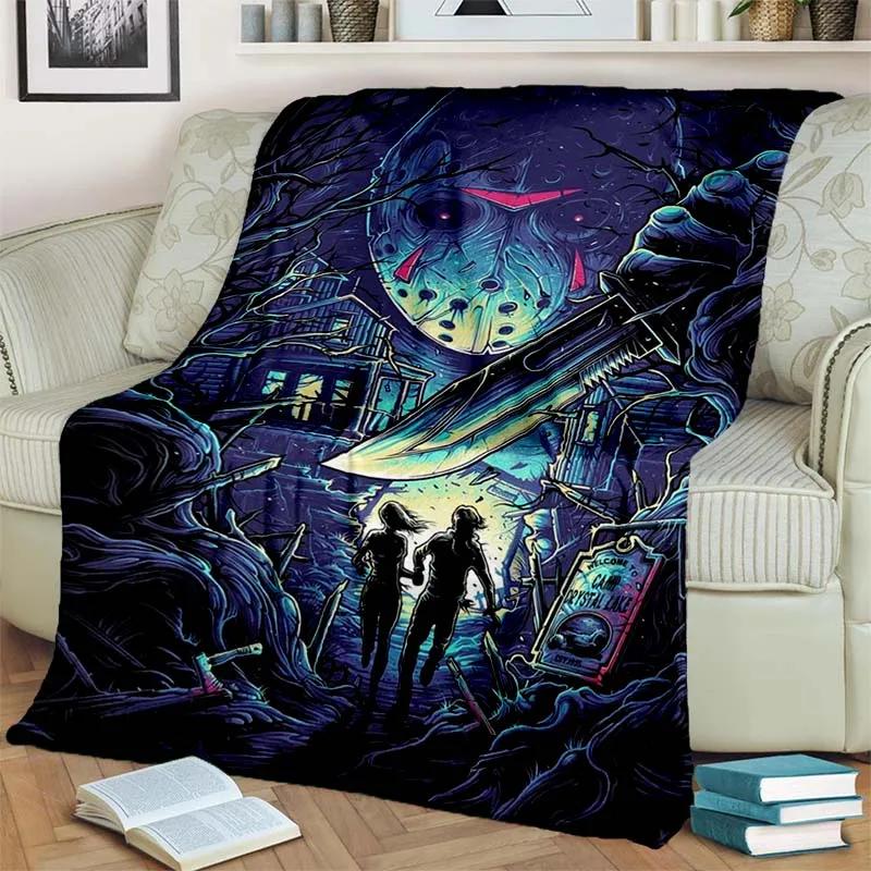 HD Horror Movie Game Halloween Gift Blanket Michael Myers Sofa Bed Decor Warm Flannel for Outdoor Picnic Car