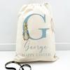 Personalised Initial Name Pink Blue Easter Bunny Rabbit Gift Bag Happy Easter Party Decoration Kid Boy Girl Egg Hunt Gift Bucket