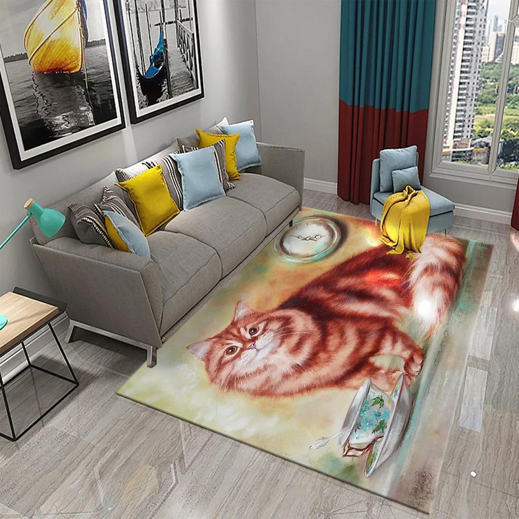 Funny Painting Carpet Cute Animal Mat for Kitchen Living Room Balcony Bedroom Bathroom Entrance Non-slip Floor Mat Home Decor