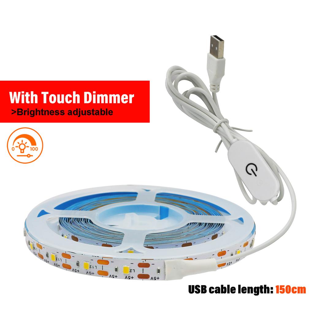USB LED Strip Light DC5V 2835 With Dimmer/ON OFF Switch Warm Cool White Red Blue Green Pink Led Ribbon Iling Cabinet Light