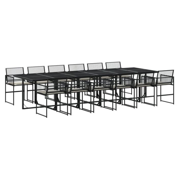 VidaXL 13 Pcs Garden Dining Set Cushions Black Wicker, Outdoor Dining Set, Dining Furniture of 3295027