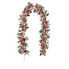 Green Leaves Christmas Pink Berries Wreath DIY Simulation Plants  New Year