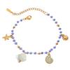 Adjustable Oceanic Starfish Shell Charm Bracelet Stainless Steel Acrylic Pearls Accent Pendant Wrist Chain Jewelry
