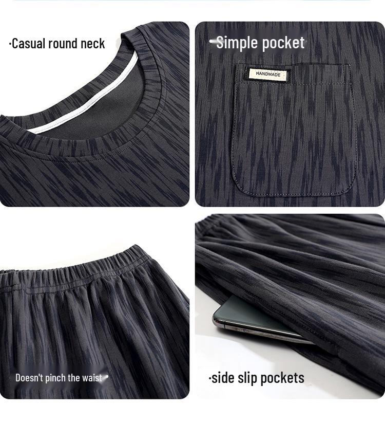 Men's Spring/Autumn Long Sleeve Cotton-Look Pajama Set - Youth Style, Casual Homewear, Plus Size.