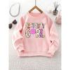 Girls' Crew Neck Sweatshirt | Colorful BIRTHDAY GIRL Letters with Candy Pattern, Long Sleeve, Casual Style