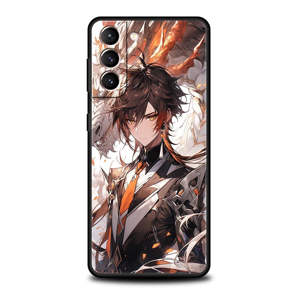 

Genshin impact dragon Genshin Zhongli Phone Case For Samsung Galaxy S24 S23 Ultra S22 S21 S20 FE 5G S10 S10E S9 Plus S8 Cover Galaxy S21 FE 5G