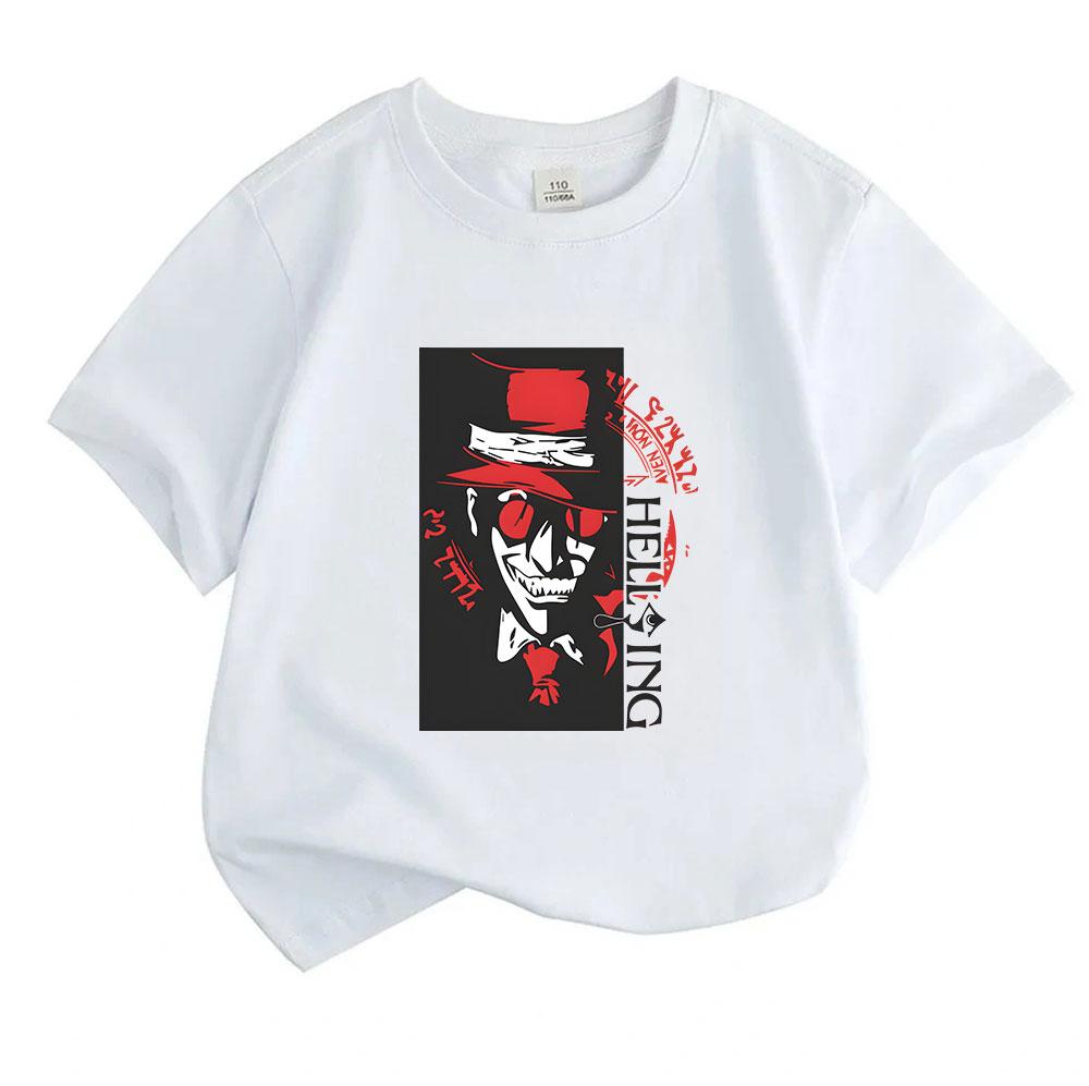 Kids Boys Girls 100% Cotton Crew Neck Short Sleeve T-shirt, Cool Vampire Character Graphic Print Casual Soft Breathable Tee for Daily Street Wear Summ