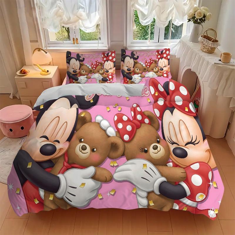 Custom 3pcs Mickey Minnie Love Bedding Sets For All Sizes New 123D Printed Bed Cover Comforter Duvet Cover Pillowcase Bedroom Decoration