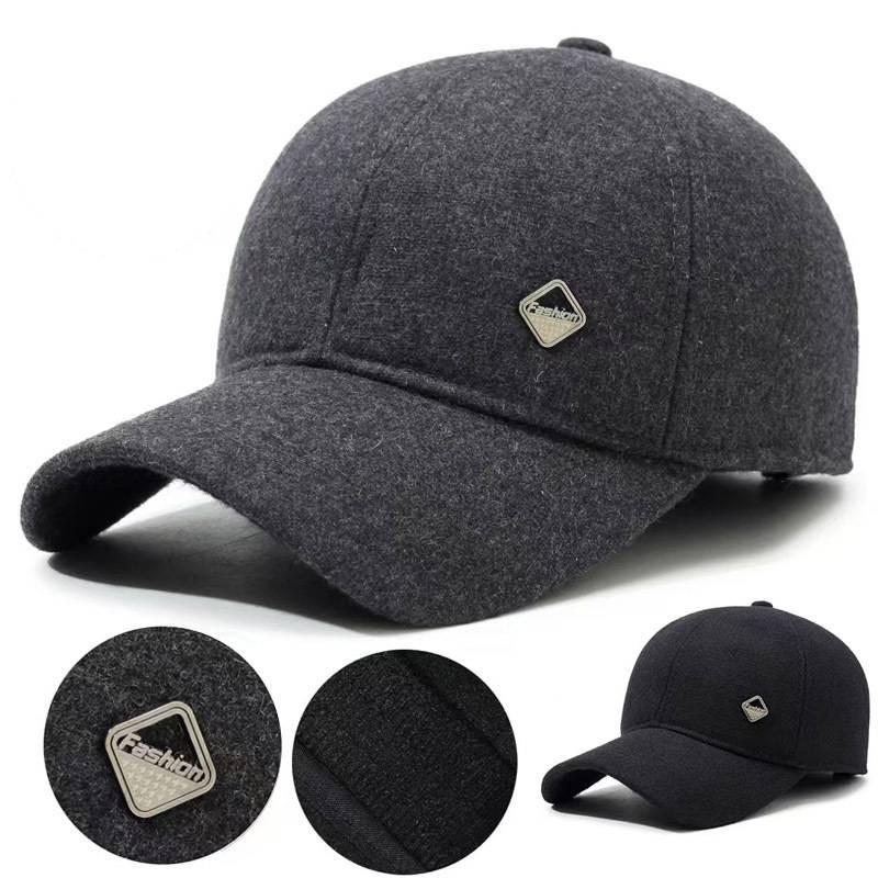 Color Solid Baseball Cap Winter  Warm Ear Protector Outdoor Hats Breathable