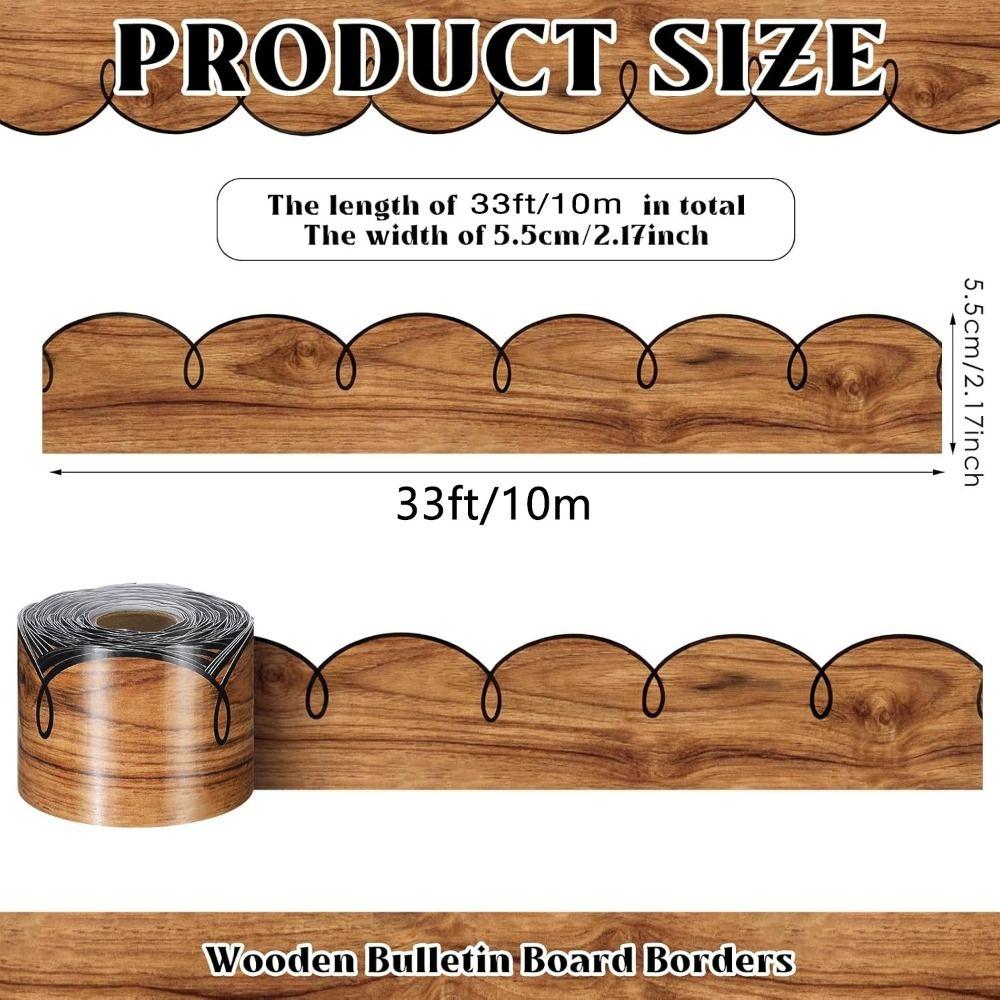 10m/Roll Bulletin Board Border Wood Grain Decorative Board Border Sticker Classroom Decor