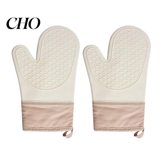 Grill Heat Resistant Gloves 2Pcs Silicone Oven Mitts High Temperature Kitchen Non-Slip Lined Boiling Water Machine Washable for Baking Grilling