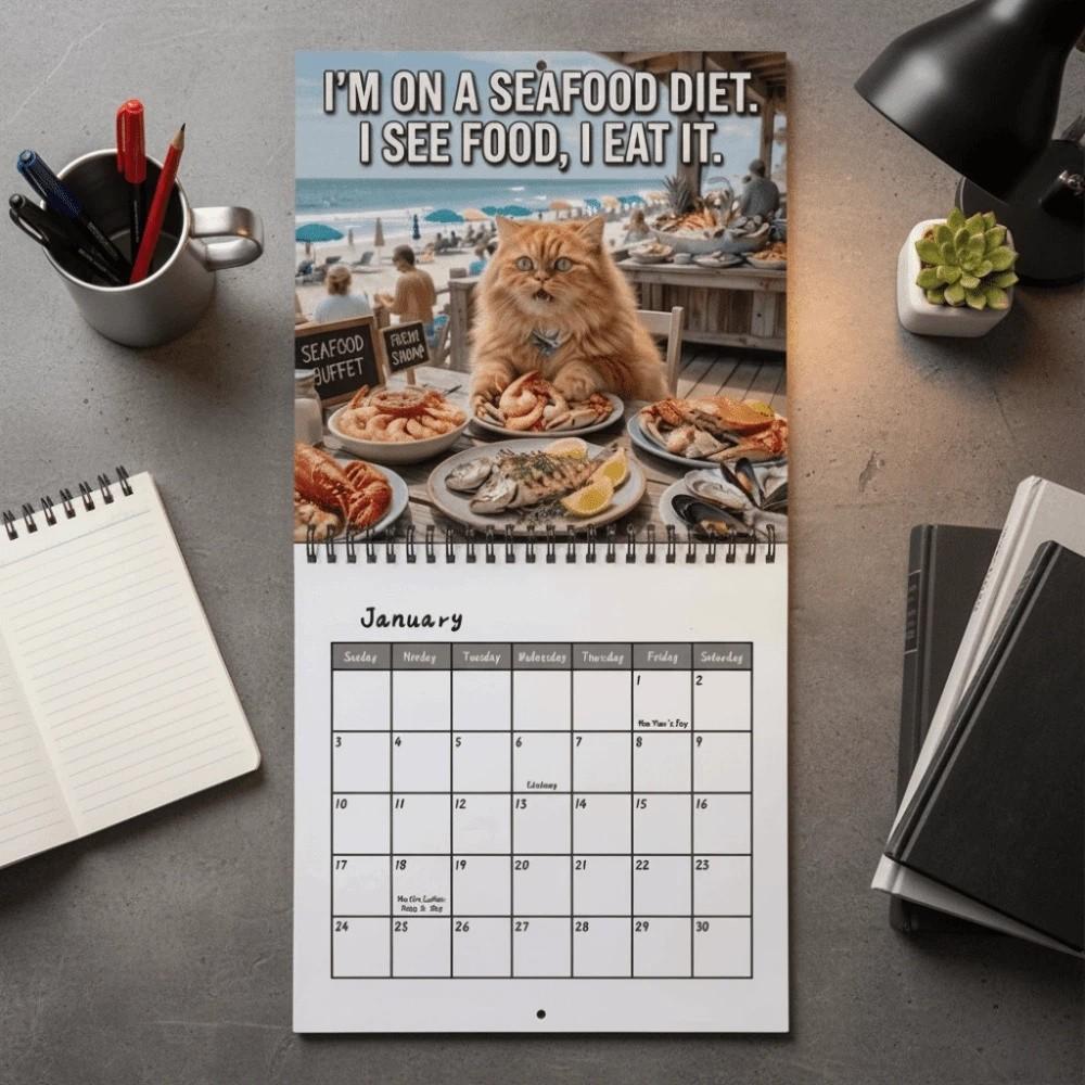 Coil Bound Cat Theme Monthly Calendar 12-Month 12 Monthly Family Planner  Home Decoration