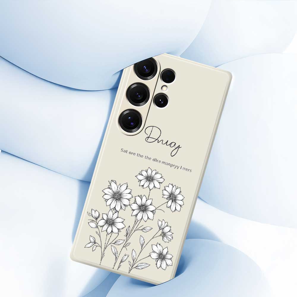 For Samsung Galaxy S25 Ultra Case Sketch Flowers Pattern Printing Straight Edge TPU Phone Back Cover