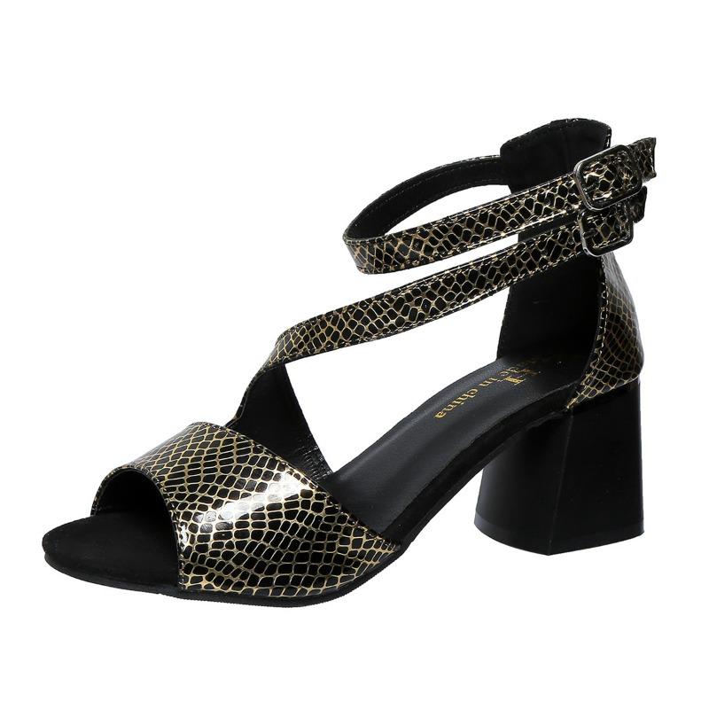 

Женская обувь 2024 года, горячая распродажа, женские сандалии с пряжкой, летние, с открытым носком, повседневные, на толстом каблуке, сандалии большого размера, Zapatos De Mujer 45 золотой