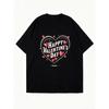 Übergroßes T-Shirt Schwarz Happy Valentines Day Herz-Print für den Valentinstag