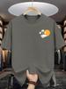 Unisex O Neck Tee Island Coconut Tree Sunset Mini Print Cotton Short Sleeve Loose Summer Breathable Daily Casual Basic Wear Top
