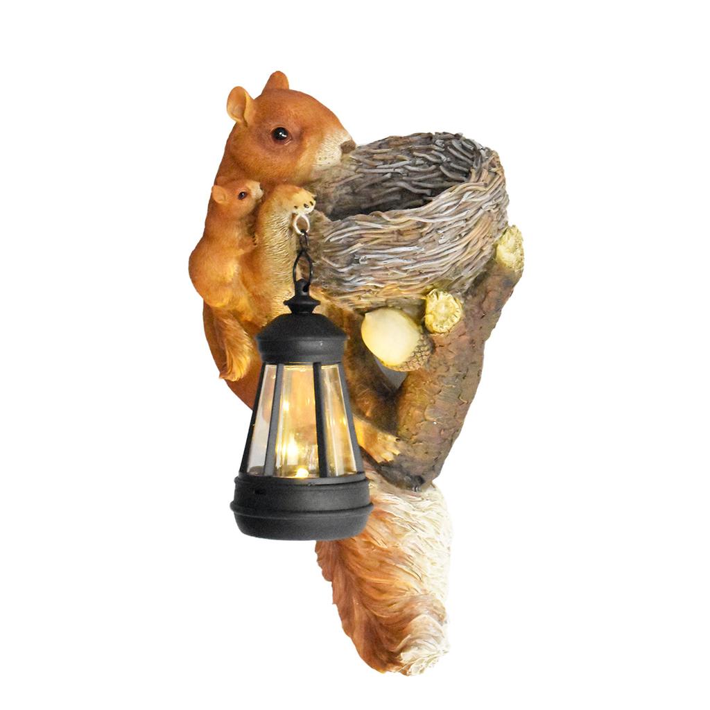 Squirrel Pendant Lamp Solar Decoration Piece Outdoor Garden Ornament Gardening Supplies Garden Resin Handicrafts