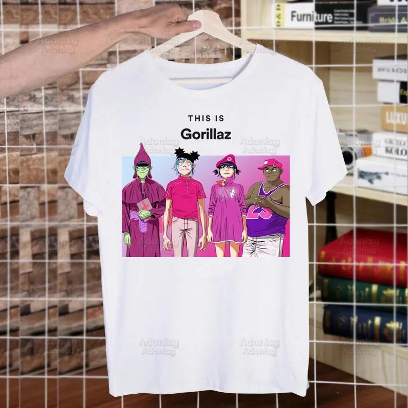 Gorillaz PUNK ROCK Cartoon Funny T Shirt Men New Casual Short Sleeve ChakaKhan Noodle Tshirt Homme Manga Unisex T-shirt Tees