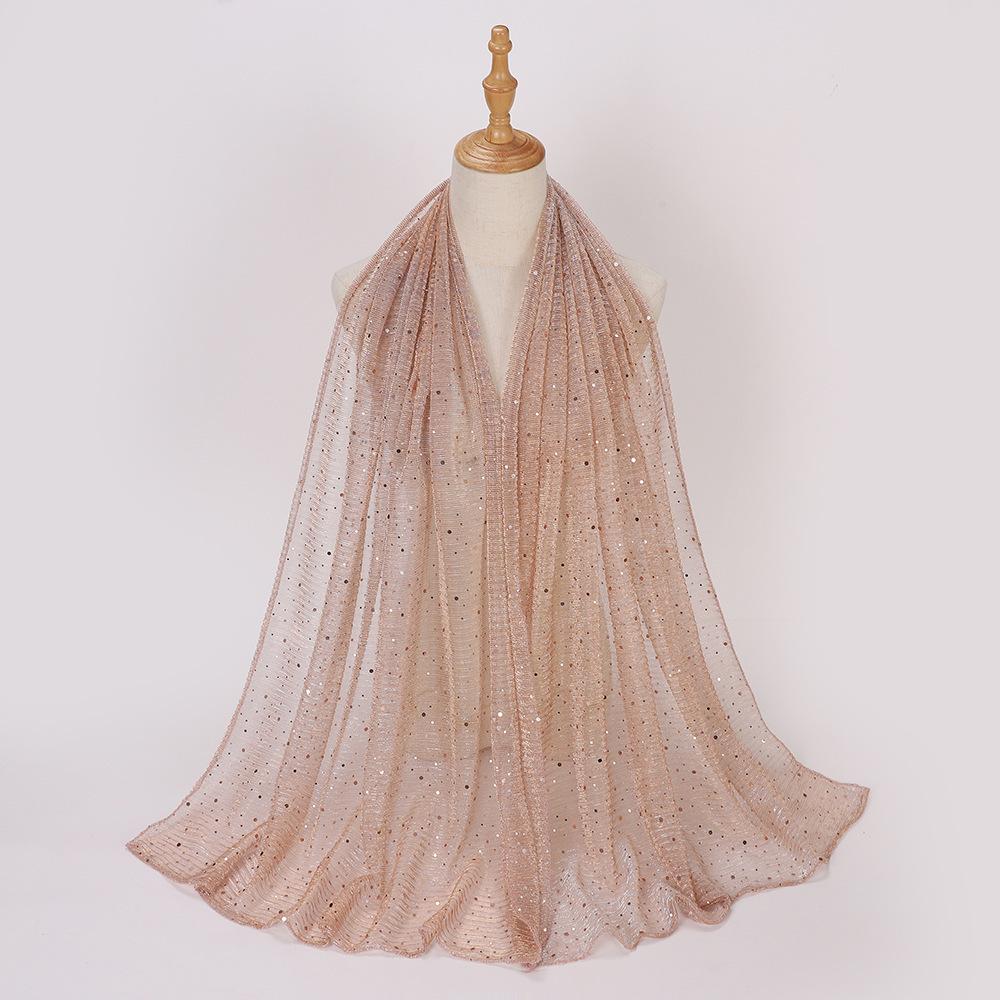 Neuer Stil Kopftuch Euro-Amerikanischer Trend Pailletten Schal Hijab Herbst Pashmina Seidenschal
