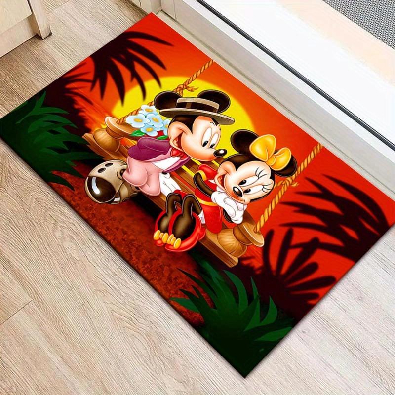 

1pc Minnie and Mickey Pattern Area Rug Soft Flannel Floor Mat for Living Room, Bedroom, Sofa Coffee Table Floor Mat, Machine Washable 60cm by 90cm