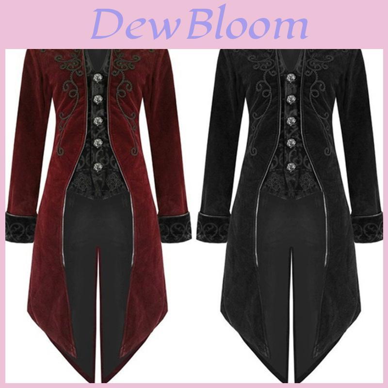 Vintage Men Tailcoat Jacket In Elegant Black For Gothic Steampunk Costume Parties