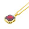 Alloy Necklace Hiphop Hip Hop Square Diamond Ruby Men's European and American Necklace Supply Hot Sale Jewelry