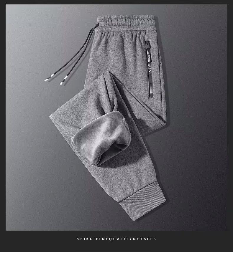 Men's Velvet-Lined Loose Fit Drawstring Sweatpants - Trendy, Elastic, and Versatile for Autumn and Winter