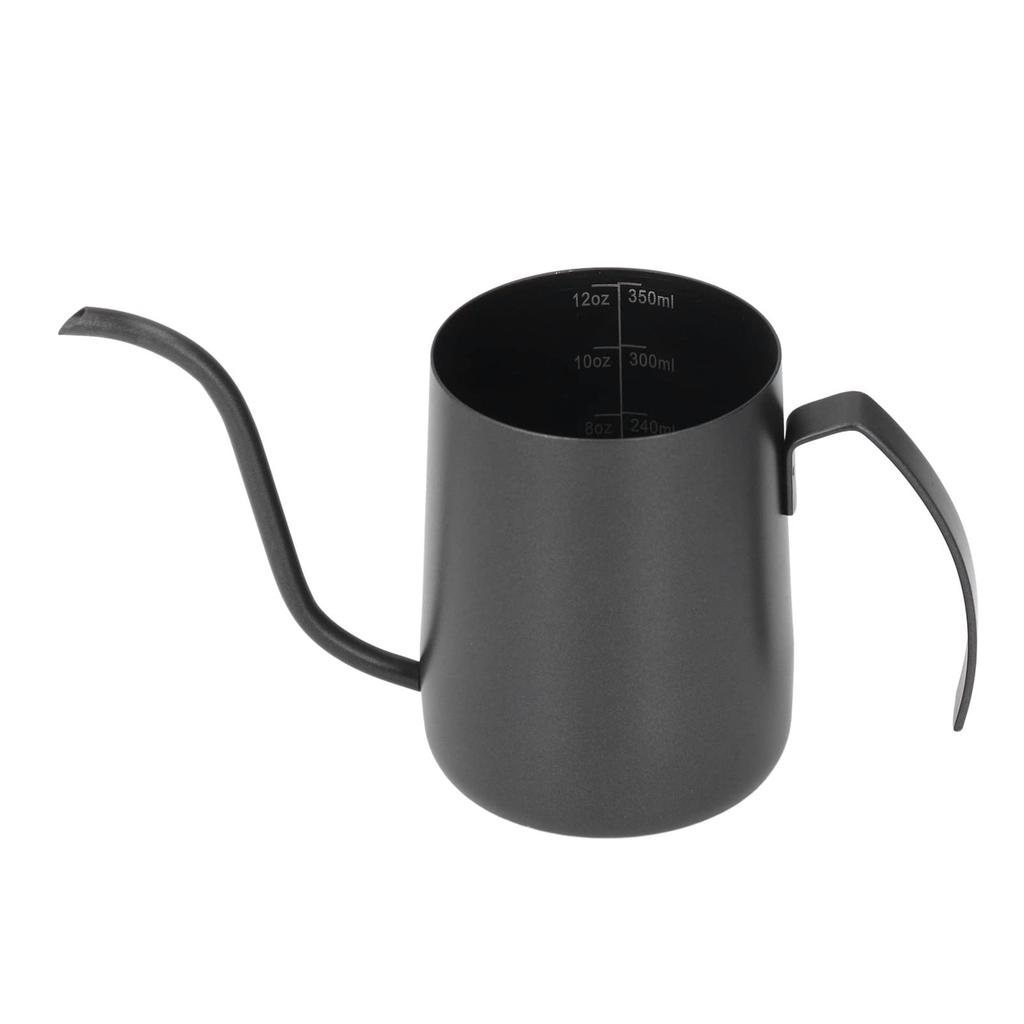 Compact Stainless Steel Narrow Spout Coffee Kettle with Drip Pot and Measuring Cup, Perfect for Kitchen, Office, Coffee, Tea, and More (Seven-Letter
