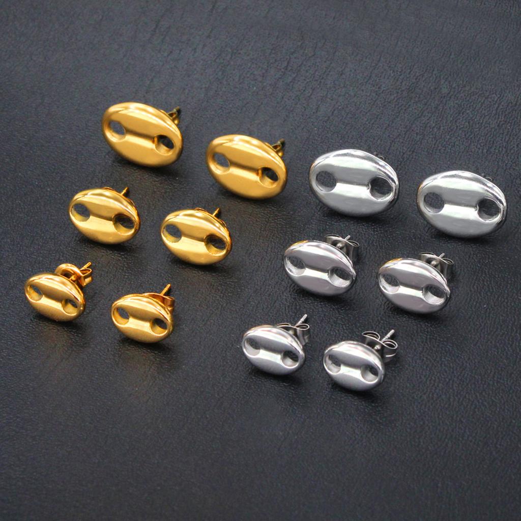 Fashionable Coffee Bean Ear Studs In Stainless Steel for Women and Girls Portable Jewelry Gifts Prevent Allergy